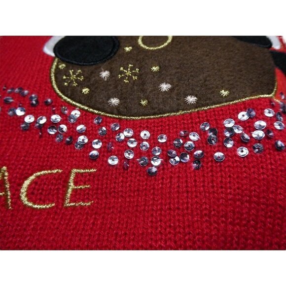 Ugly Christmas Sweater Sz XXL Santa Claus Red Sequin Applique Embroidered - Picture 4 of 11